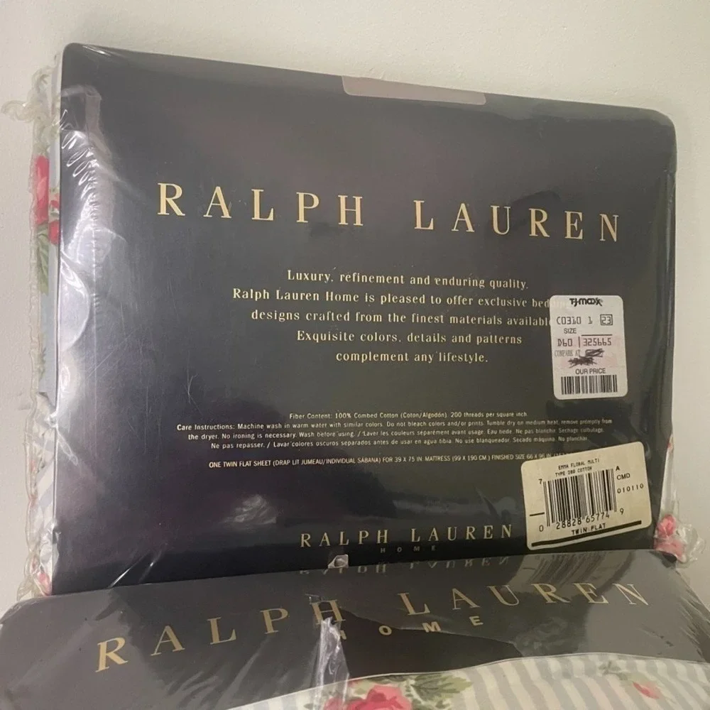 Vintage Ralph Lauren Emma Floral Twin Sheet Set Flat & Deep Fitted NOS USA